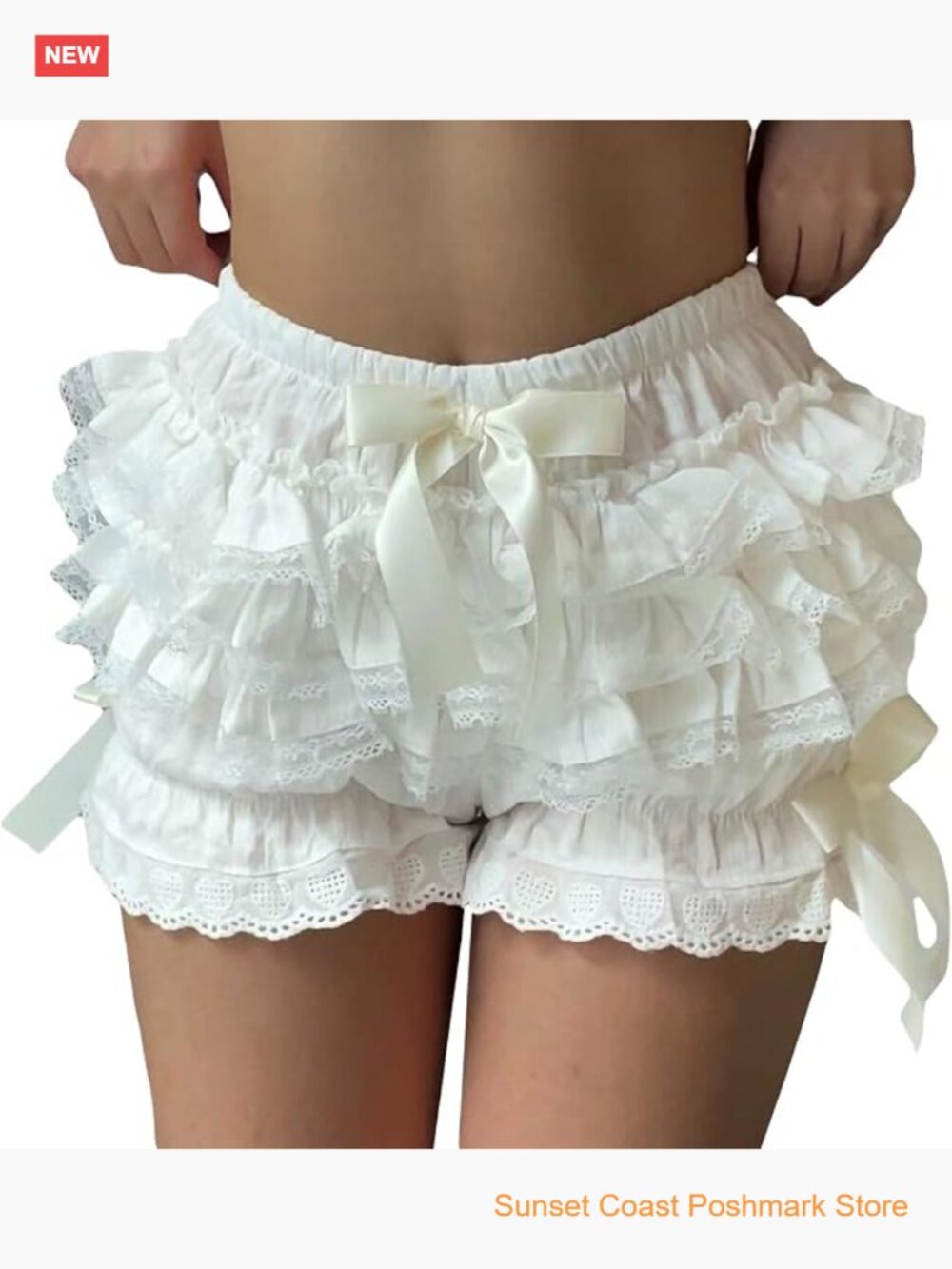 Sweet Lace Layered Bloomers Y2K Ruffle Shorts Elastic Waist